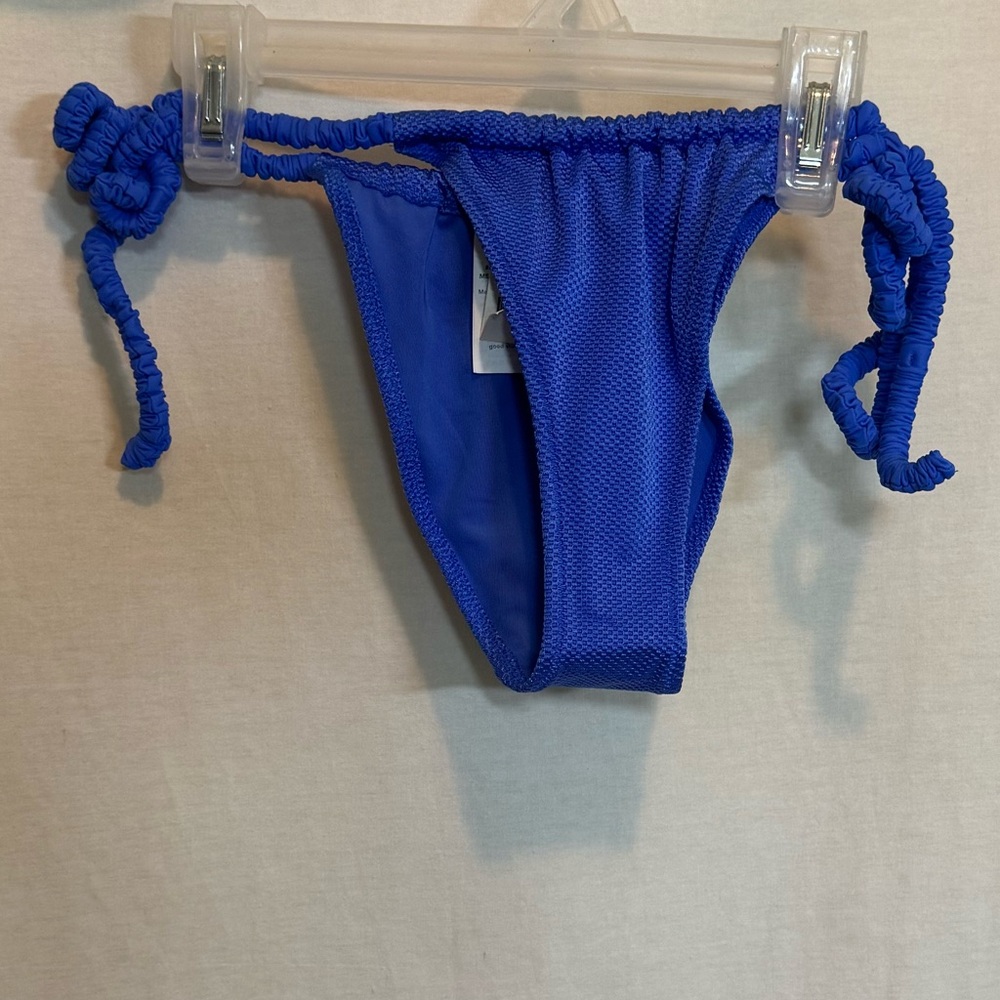 AA-480 Aerie‎ Cheekiest Side Tie Blue Lined Summer Swim Bikini Bottoms Size XS